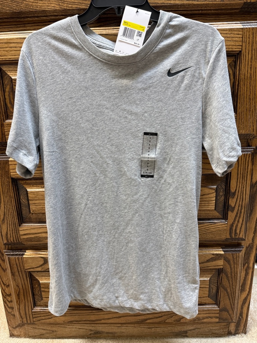 Nike Light Gray Crewneck Short Sleeve Tee with Small Swoosh